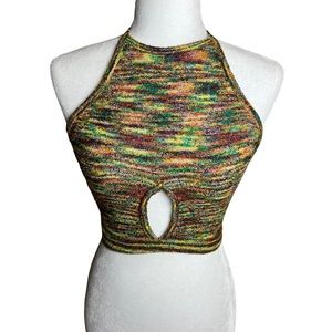 Kimchi Blue Urban Outfitters Rainbow Hue Knit Halter Top Backless Size Small